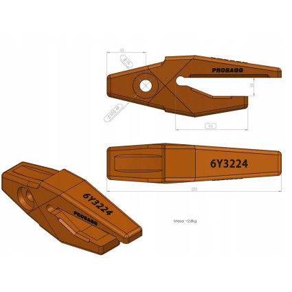 Adapter zęba J225 , 6Y-3224